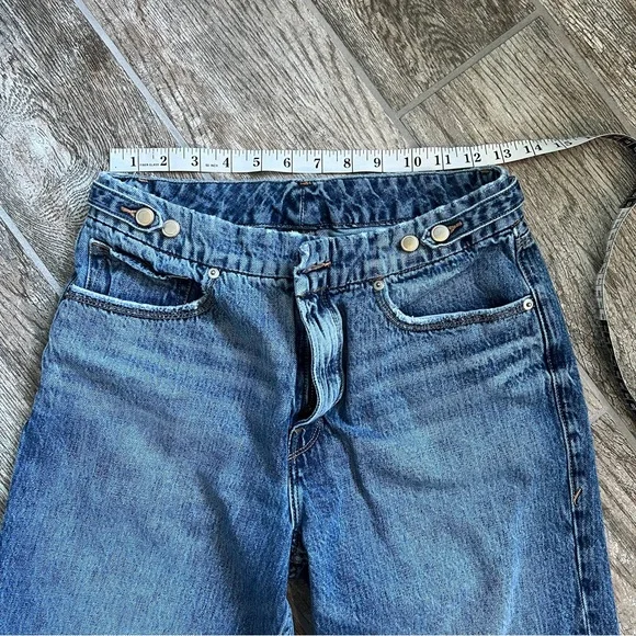 Good American Straight Wide Leg Distressed Jeans, Raw Hem, High Waist, Women 26 - Picture 6 of 10